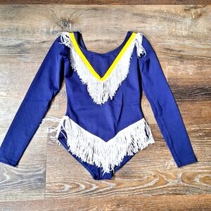 Capezio Navy Fringe Dance/Drill Leotard, Childs Medium RN#63356-2